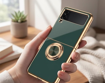 Luxus Magnetring Hülle für Samsung Galaxy Z Flip, überzogene Metallständer Silikonhülle