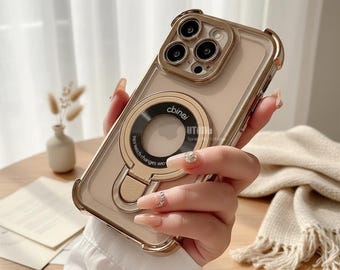 Luxury Shockproof MagSafe Case for iPhone 11–17 Pro Max, Plated TPU Bracket Cover