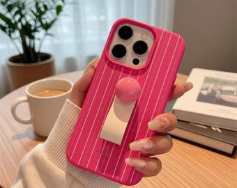 3D Ring Handyhülle für iPhone, Leder Textur Soft Cover mit Ball Ständer