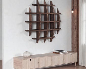 Wooden Wall Mounted Display Shelf Decoration Organization Storage Tea ware Home Background