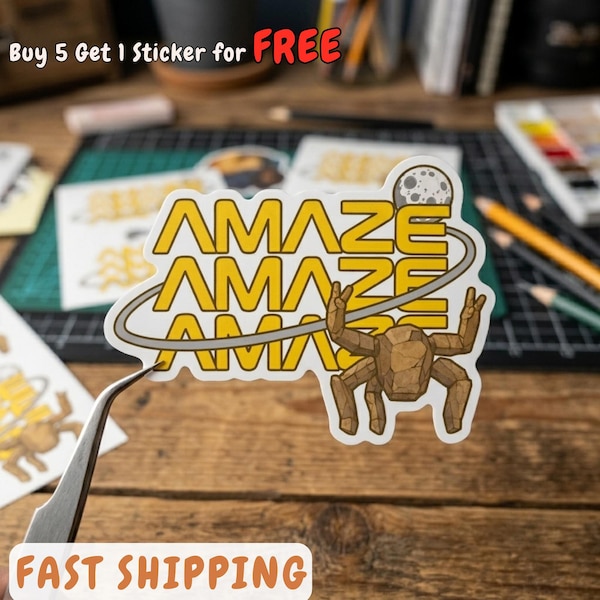 Pegatina Amaze Amaze Amaze con Tiny Rocky Project inspirada en Ave María, calcomanía para lectores de ciencia ficción, regalo de humor espacial, envío gratis