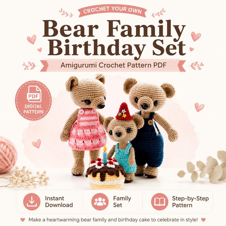 Amigurumi Parent and Baby Animals Crochet Pattern PDF, 113 Page Crochet Animal Family Book, Cute Nursery Gift Patterns image 7
