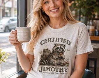Jimothy Raccoon Shirt, Funny Viral Seattle Raccoon Tee, Bella+Canvas 3001 Graphic T-Shirt, Cute Woodland Animal Gift, Unisex Tee