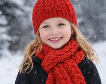 Cable Knit Hat And Scarf Pattern PDF – Ribbed Beanie Knitting Pattern, Classic Aran Cable Hat, Unisex Knit Beanie, Women’s Hat,Beginner