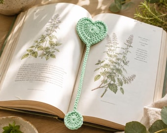 Crochet Heart Bookmark Pattern PDF, Easy Beginner Heart Bookmark, Valentine Book Marker, Book Lover Gift, Instant Download
