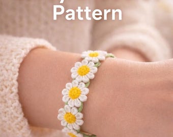Handmade Micro Crochet Flower Bracelet Pattern PDF | Delicate Pastel Daisy Jewelry with Beads | Beginner Friendly DIY Gift