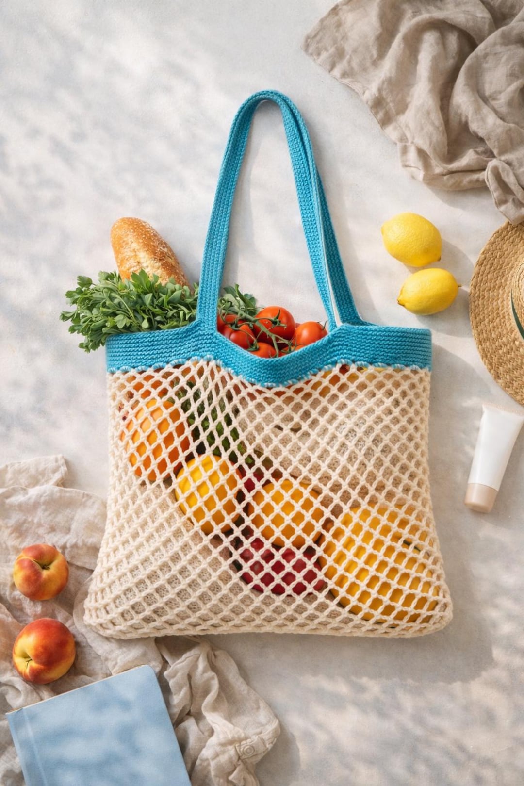 Modern Crochet Mesh Market Bag Pattern PDF, Easy Reusable Grocery Tote ...