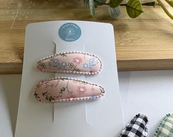 Pattern Snap Clips, Set of 2, Fabric Clips, Kids Hair Accessories