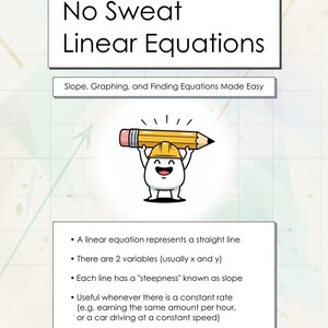 簡単！一次方程式学習ガイド｜傾きとグラフ作成のチートシート｜練習問題と解答｜代数1・2対策｜15ページ以上