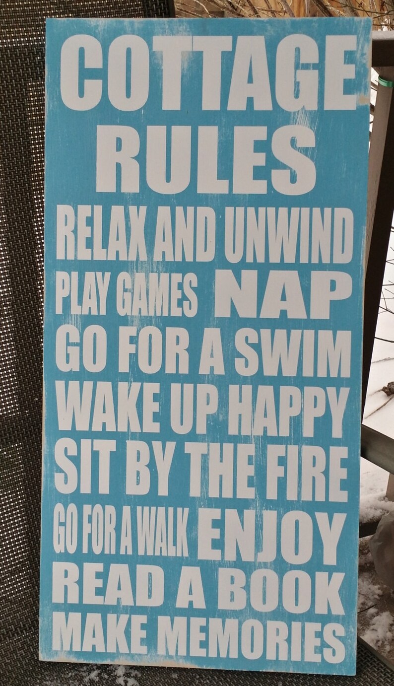 Cottage Rules Cottage Decor Cottage Signs Wooden Sign Wall Etsy