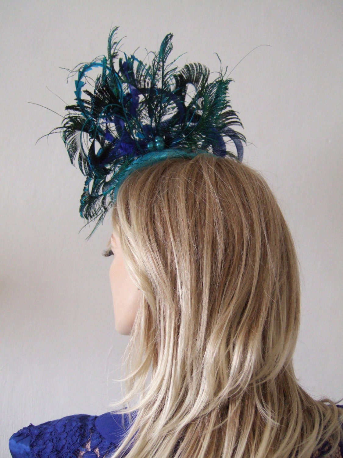 Turquoise Blues and Green Fascinator Peacock & Pheasant Etsy