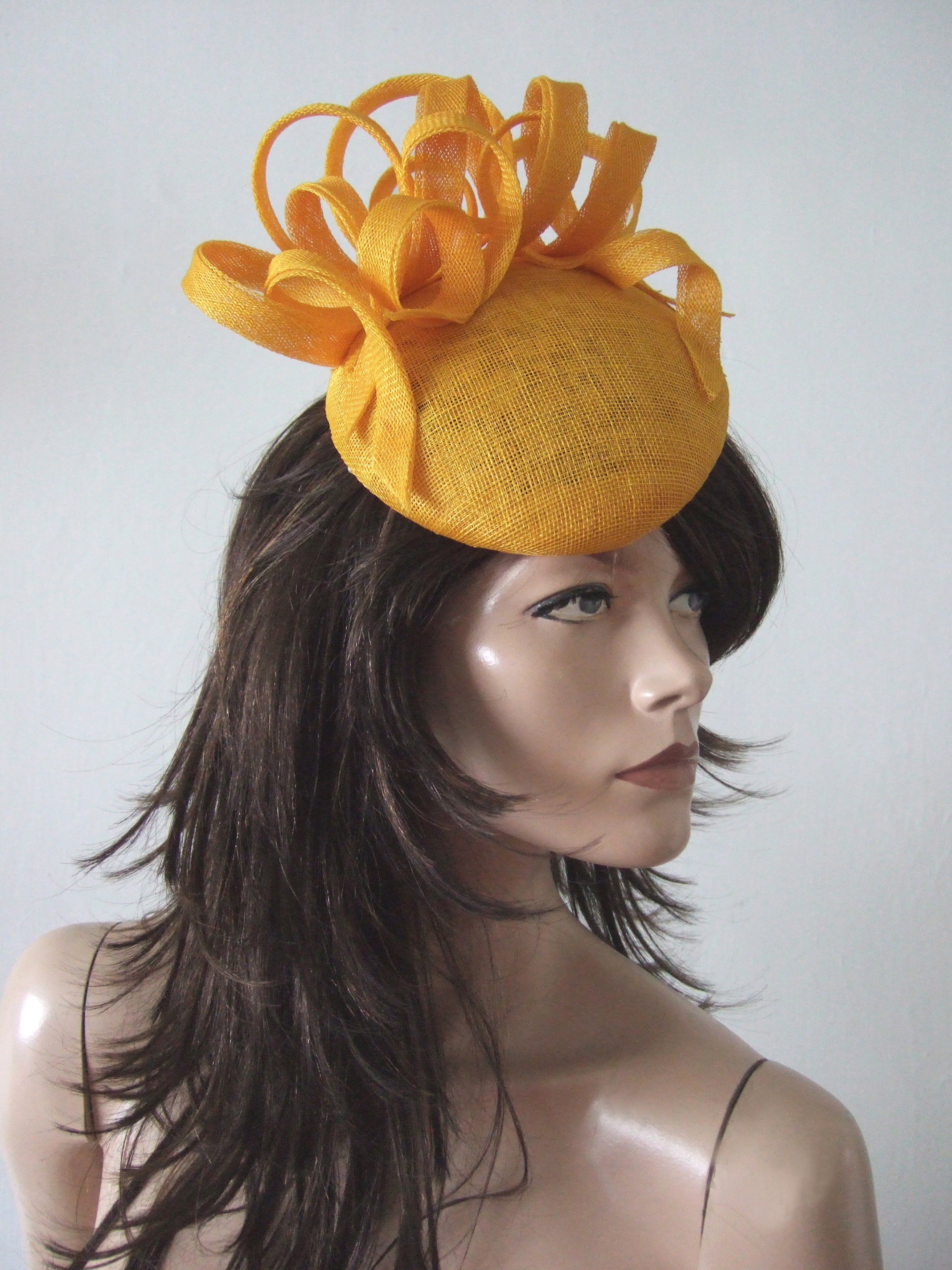 Golden Yellow Beret Fascinator With 