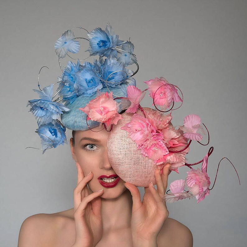 Fascinator Headpiece Cornflower Blue Silver Silk Flowers Etsy