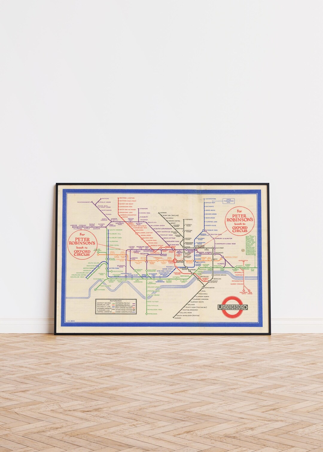 Vintage London Underground Map Print – Retro Transit Art (digital ...