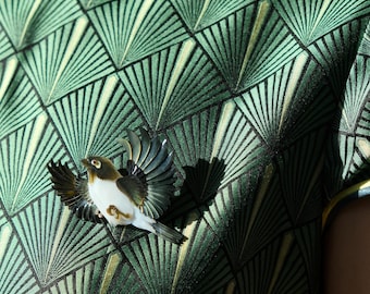 Gift for Mom, Hand-Carved Natural Shell Brooch Sparrow, Artisan-Made Accessory, Unique Gift for Mothers Day