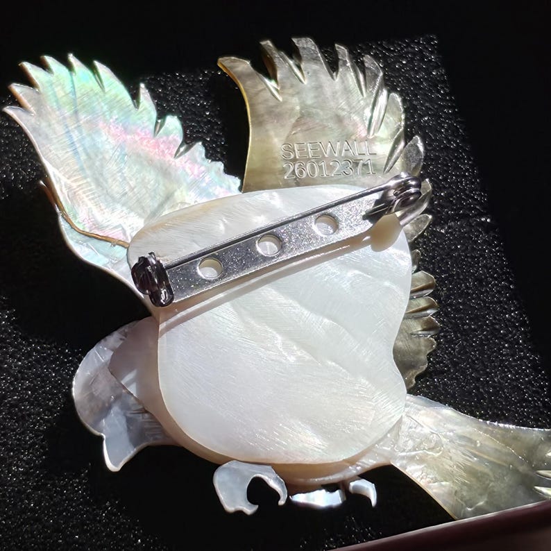 Gift for Mom, Hand-Carved Shell Brooch, Red-Crowned Crane Accessory, Artisan-Made Accessory, Unique Gift for Mothers Day image 20