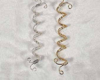Trenzas de alambre en espiral caseras, accesorios para el cabello. Dorado o plateado.