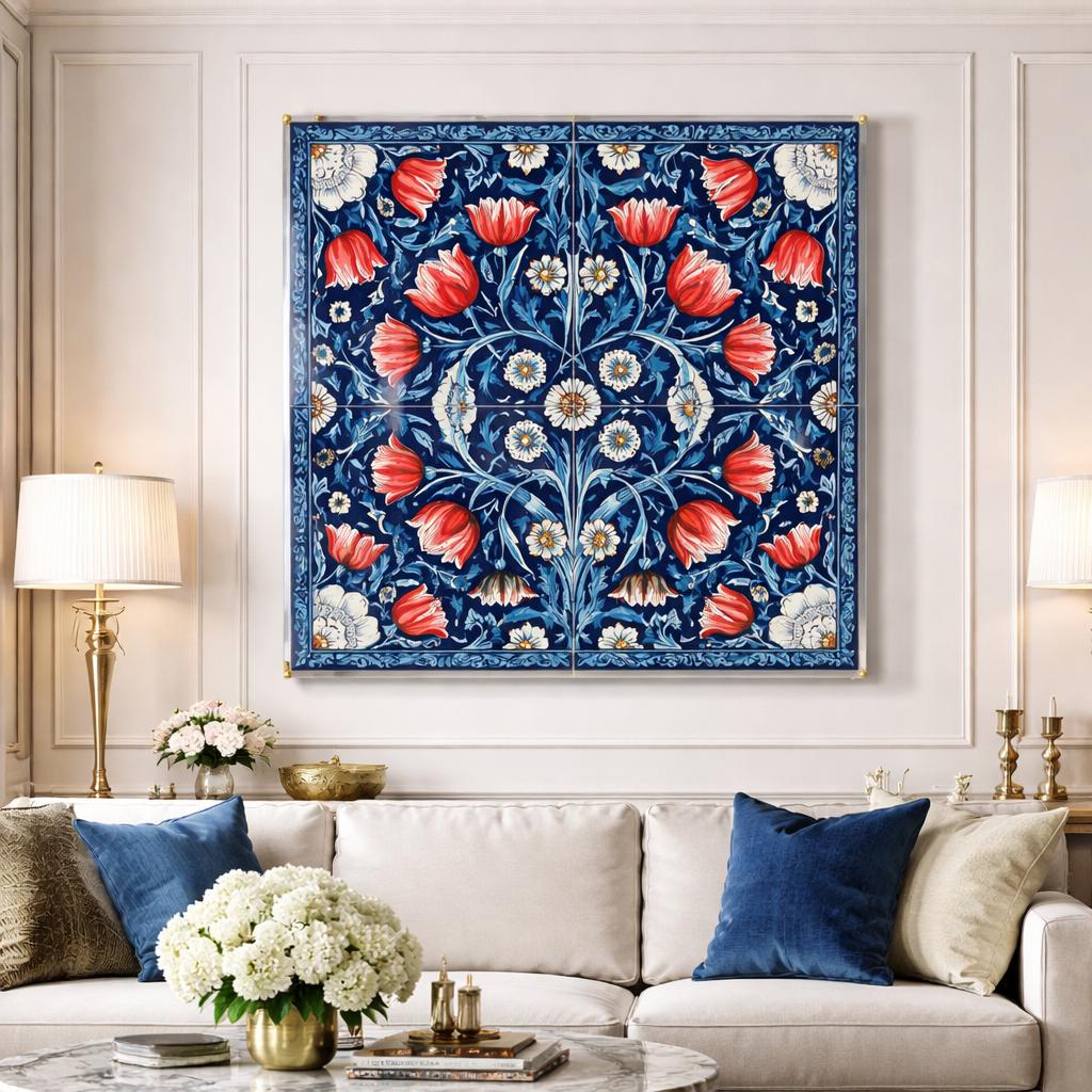 Floral Acrylic Wall Art, Luxury Tulip Print, Turkish Decor