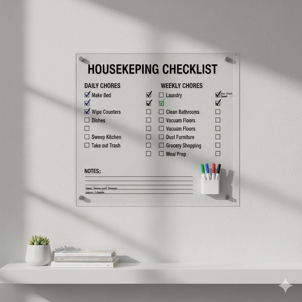 Acrylic Checklist Board Dry Erase - Personalized Wall Organizer