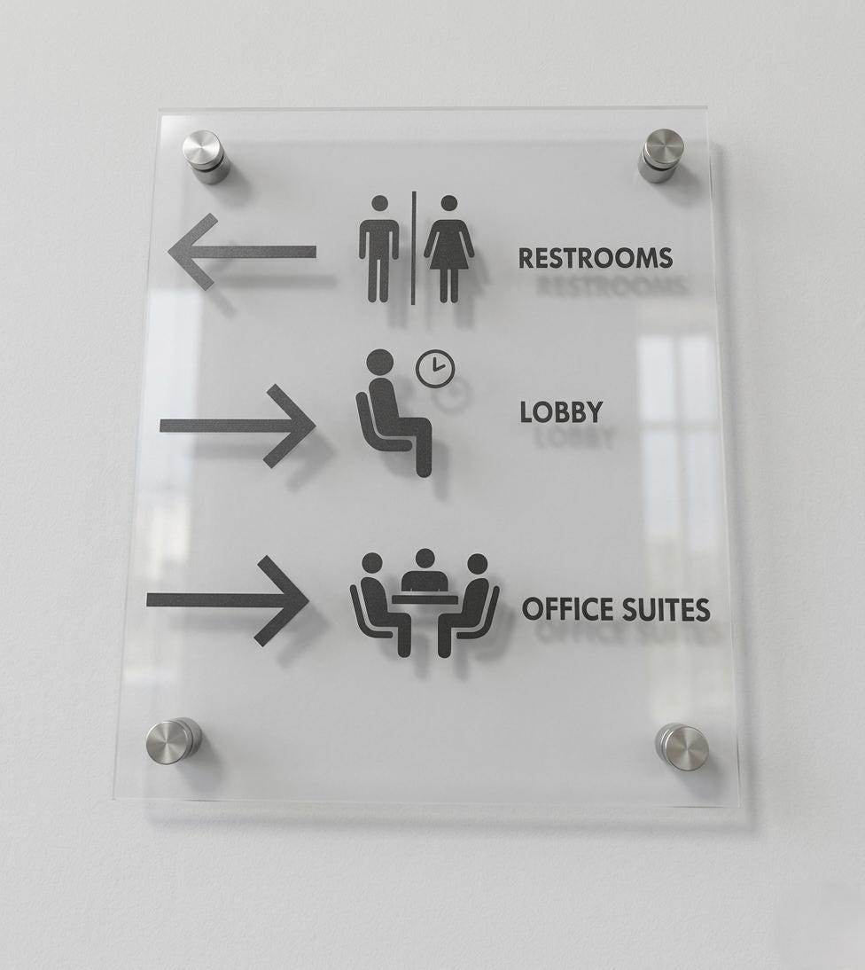 Custom Clear Acrylic Office Wayfinding Sign, Modern Wall Mounted Di...