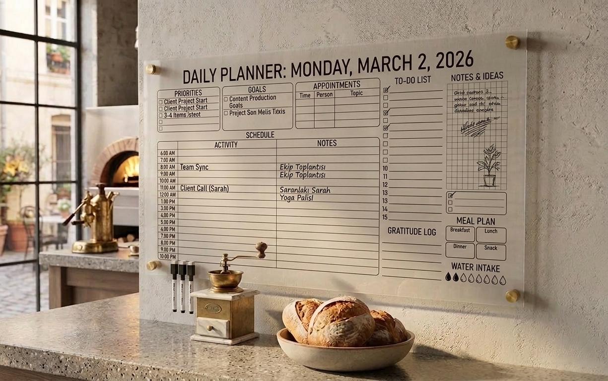 Custom Acrylic Wall Planner, Minimalist Daily Schedule Organizer, C...