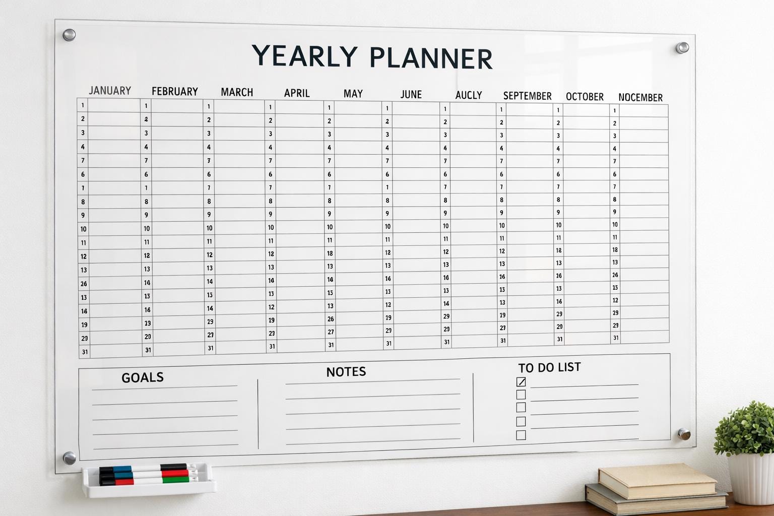 Large Acrylic Wall Planner, Dry Erase Annual Calendar, Office Organ...