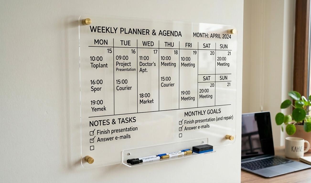 Minimalist Weekly Planner Agenda, Undated Organizer (PDF Download)