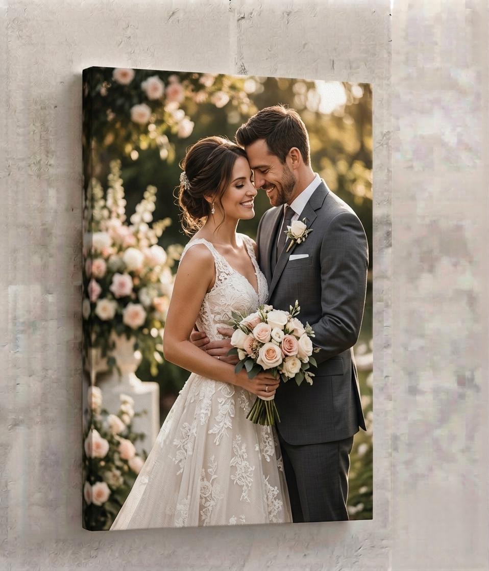 Custom Wedding Canvas , Photo Keepsake Wall Art