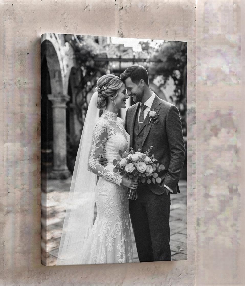 Canvas Wall Art, Wedding Photo Canvas Print, Personalized Wedding C...
