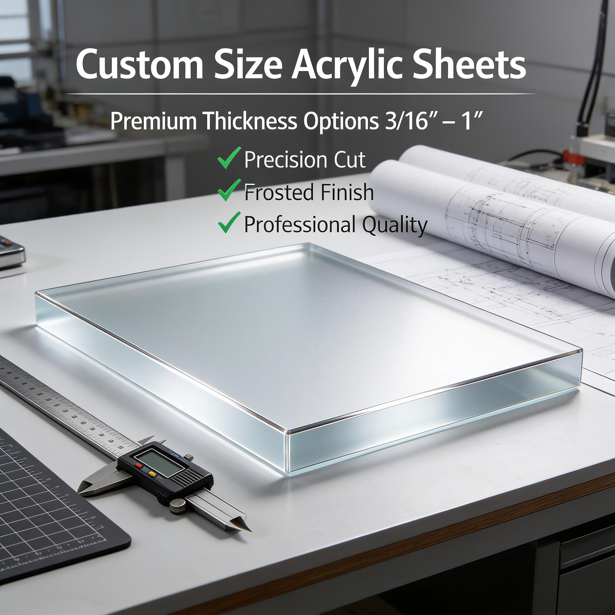 Frosted Acrylic Sheet , Custom Cut, Heavy Duty Thickness