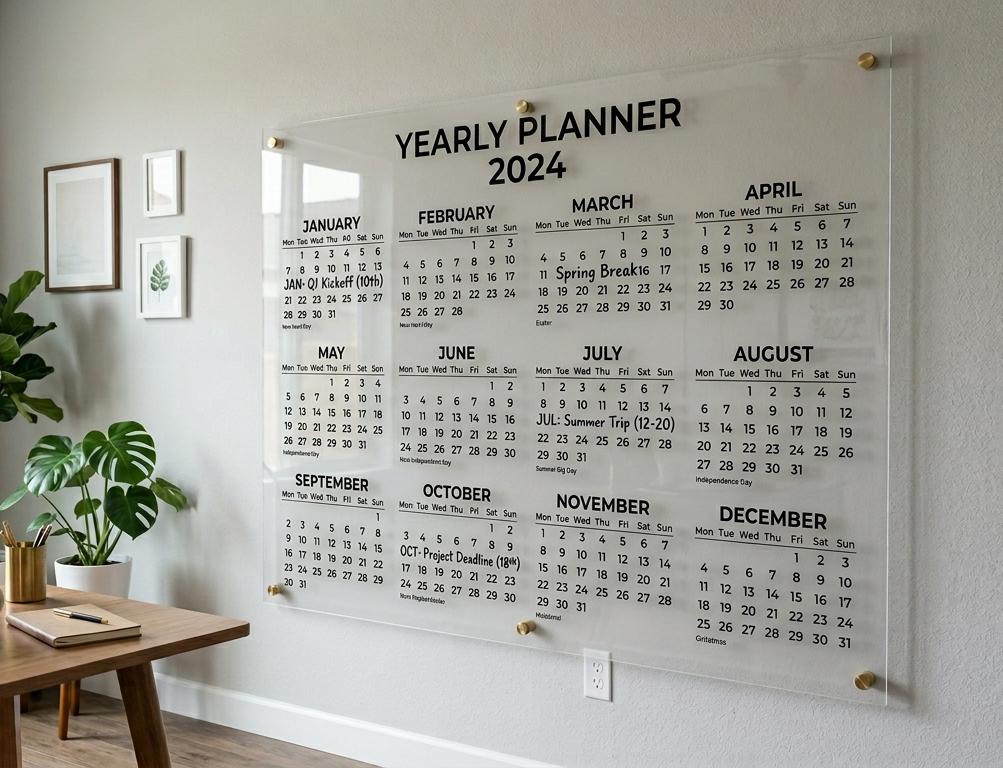 Frosted Acrylic Wall Calendar Planner, Large Reusable Dry Erase Org...