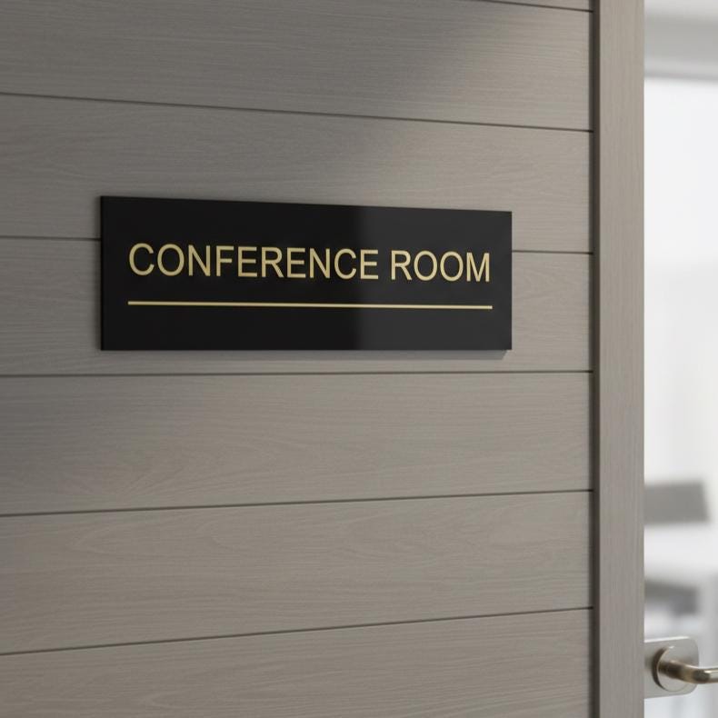 Custom Acrylic Exit Sign: Modern Floating Office Door Plaque (Black...