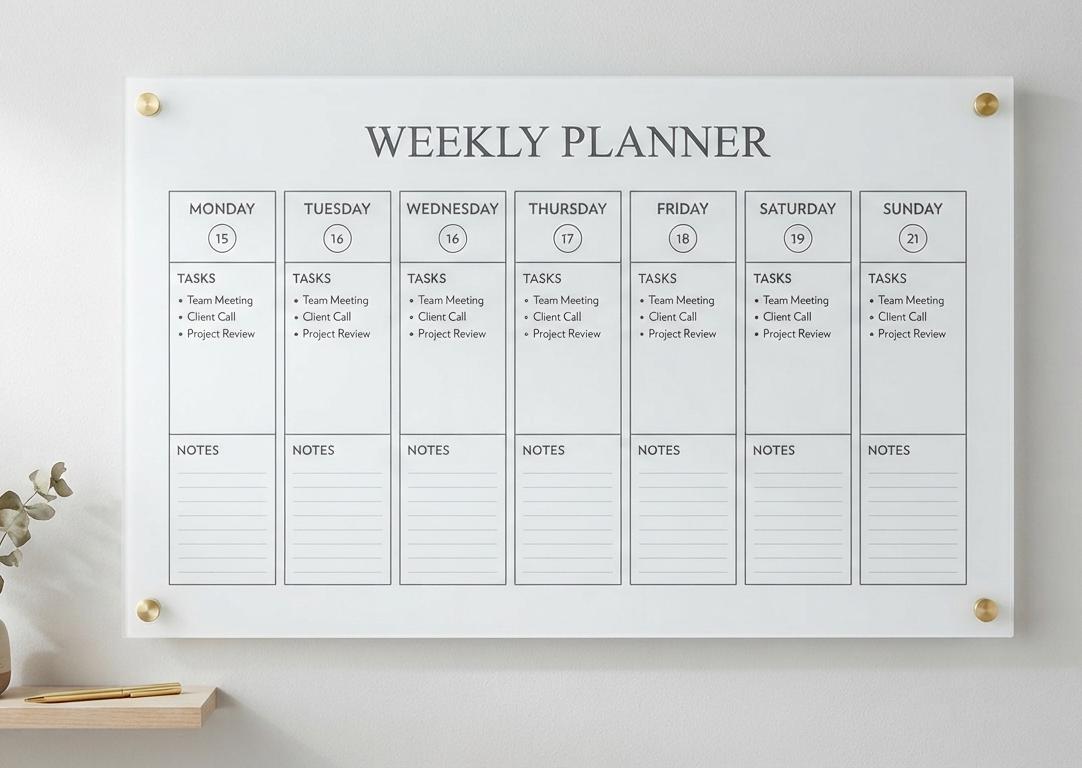 Weekly Planner: Modern Acrylic Dry Erase Board (Custom Text)
