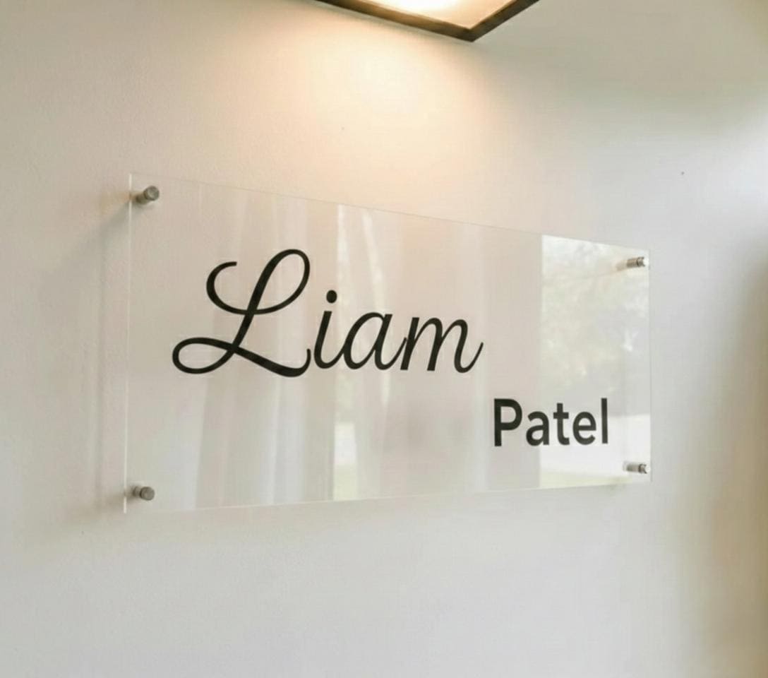 Personalized Office Sign: Acrylic Wall Plaque (Clear or Mirror Gold)