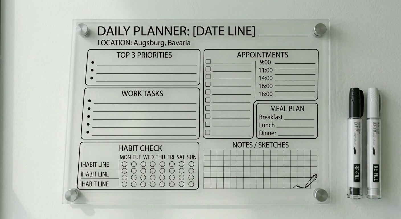 Acrylic Dry Erase Desk Planner, Modern Office Task Organizer, Daily...