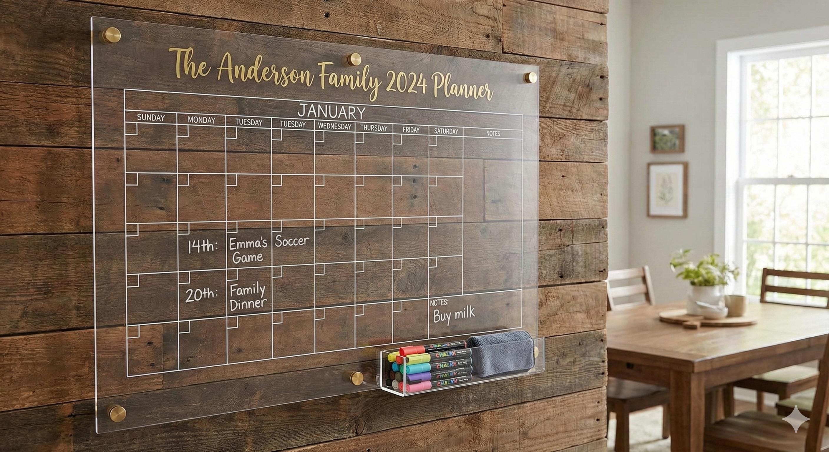 Personalized Acrylic Wall Calendar, Family Command Center, Dry Eras...