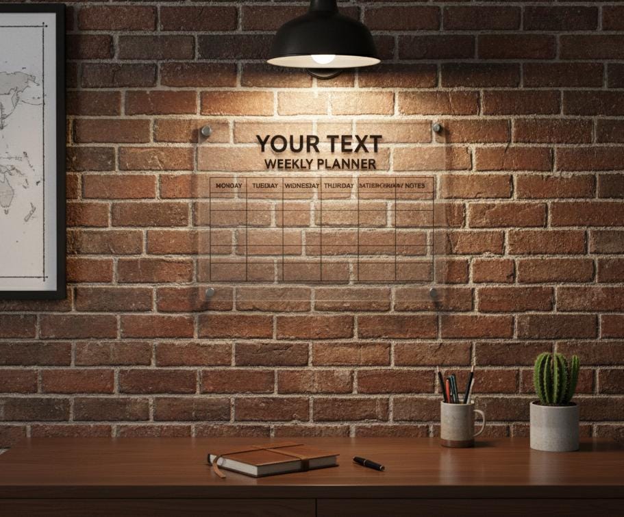 Personalized Acrylic Weekly Planner: Clear Dry Erase Wall Calendar