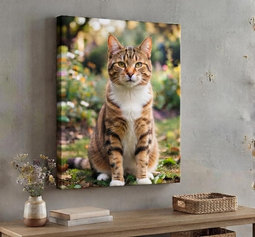 Cat Canvas Print, Personalized Cat Wall Art, Custom Pet Portrait Ca...
