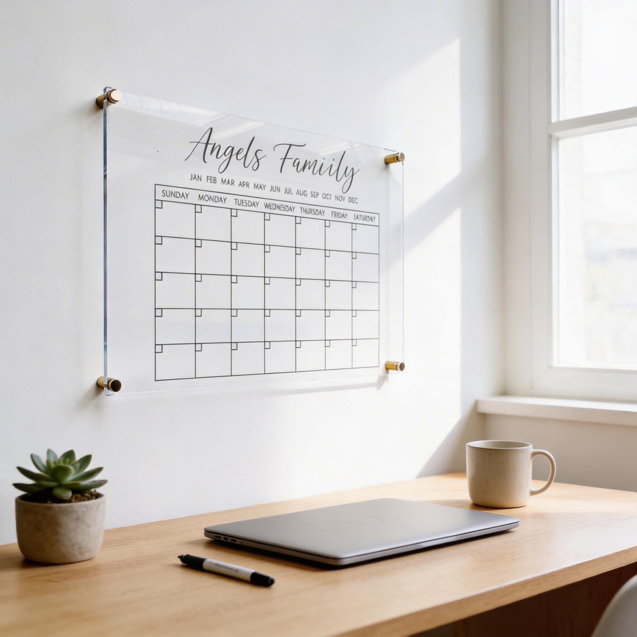 Undated Monthly Calendar Planner, Minimalist Desk Organizer (Digita...