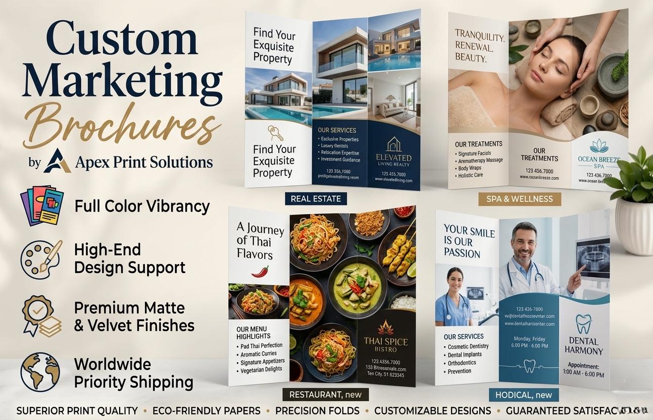 Tri Fold Brochure Printing Service, Custom Business Marketing Broch...