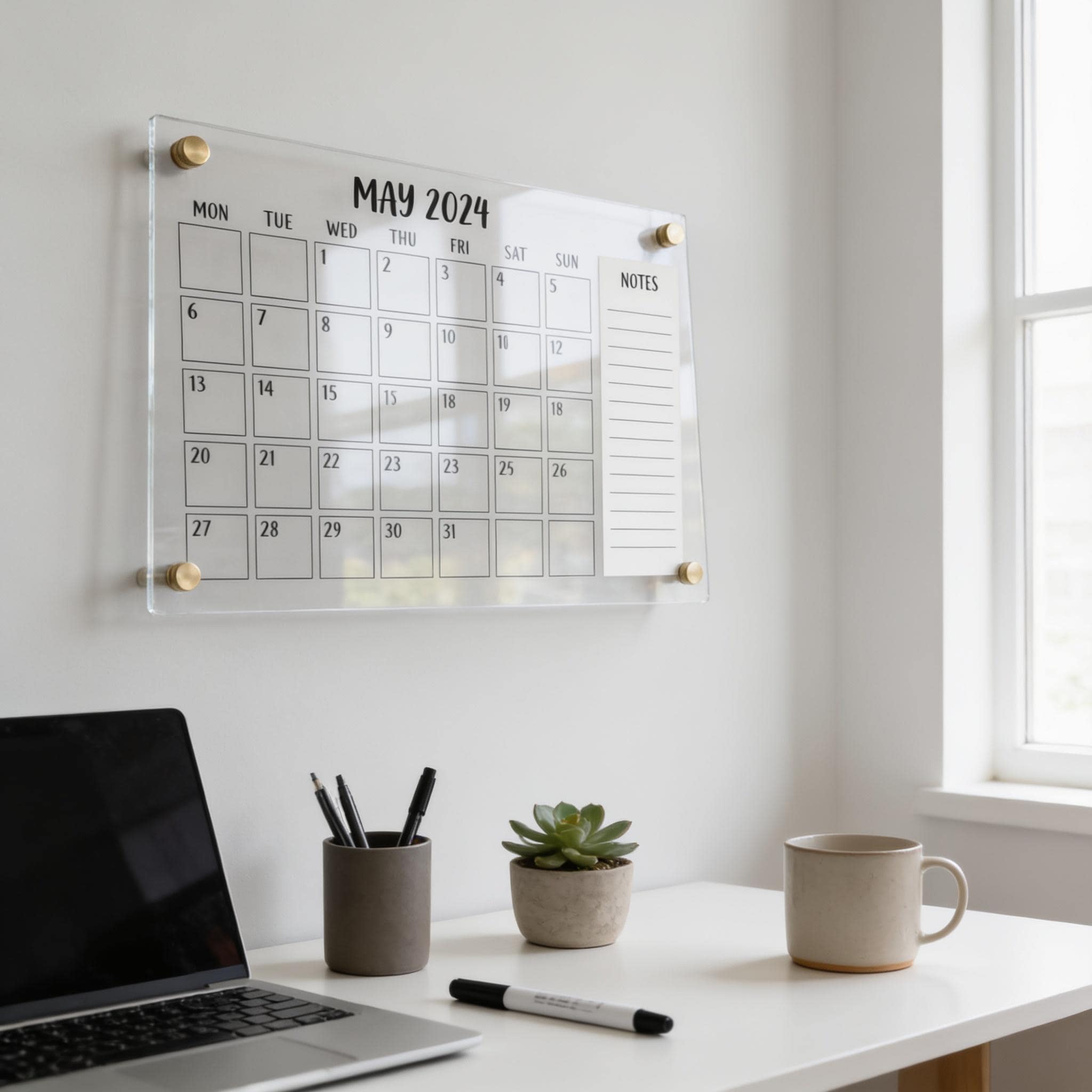 Acrylic Weekly Planner, Personalized Calendar, Monthly Office Plan...