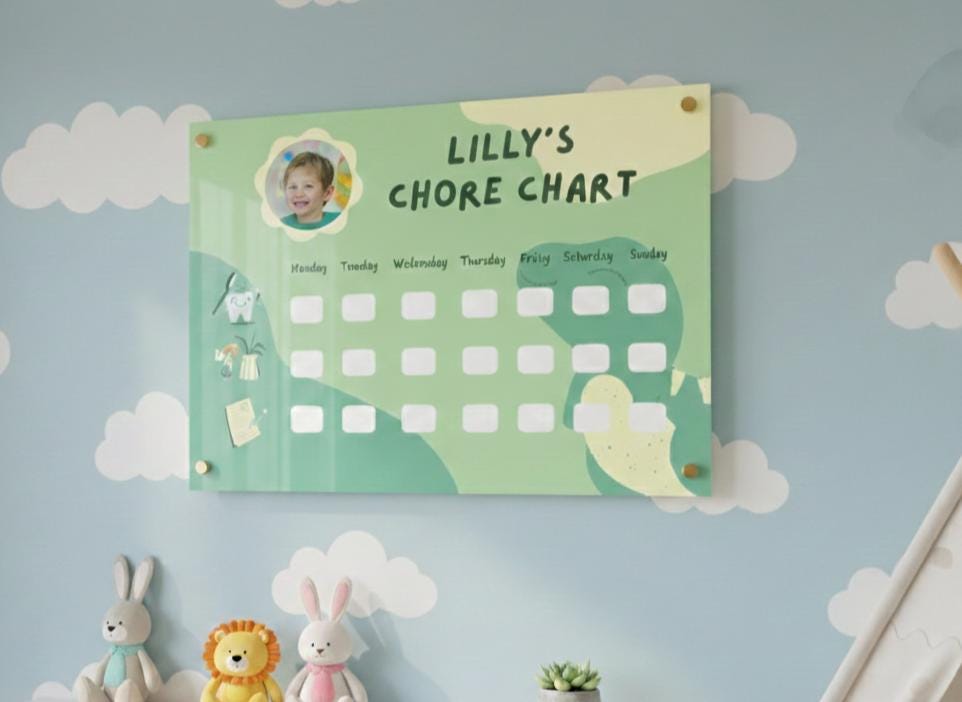 Personalized Kids Chore Chart: Custom Photo Acrylic Reward Board