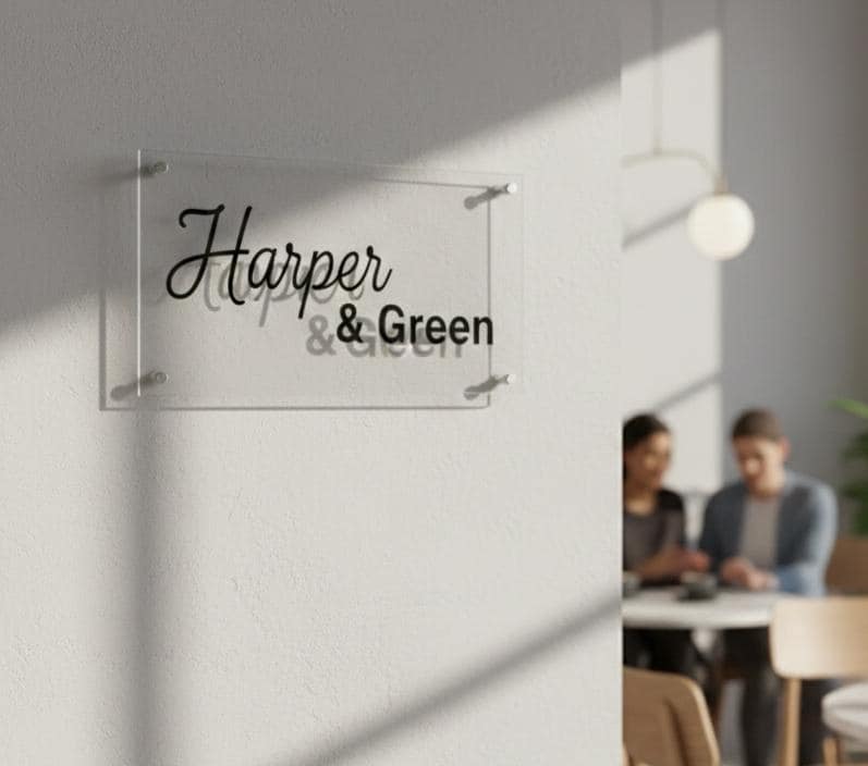 Custom Acrylic Business Sign: Modern Floating Logo Wall Plaque