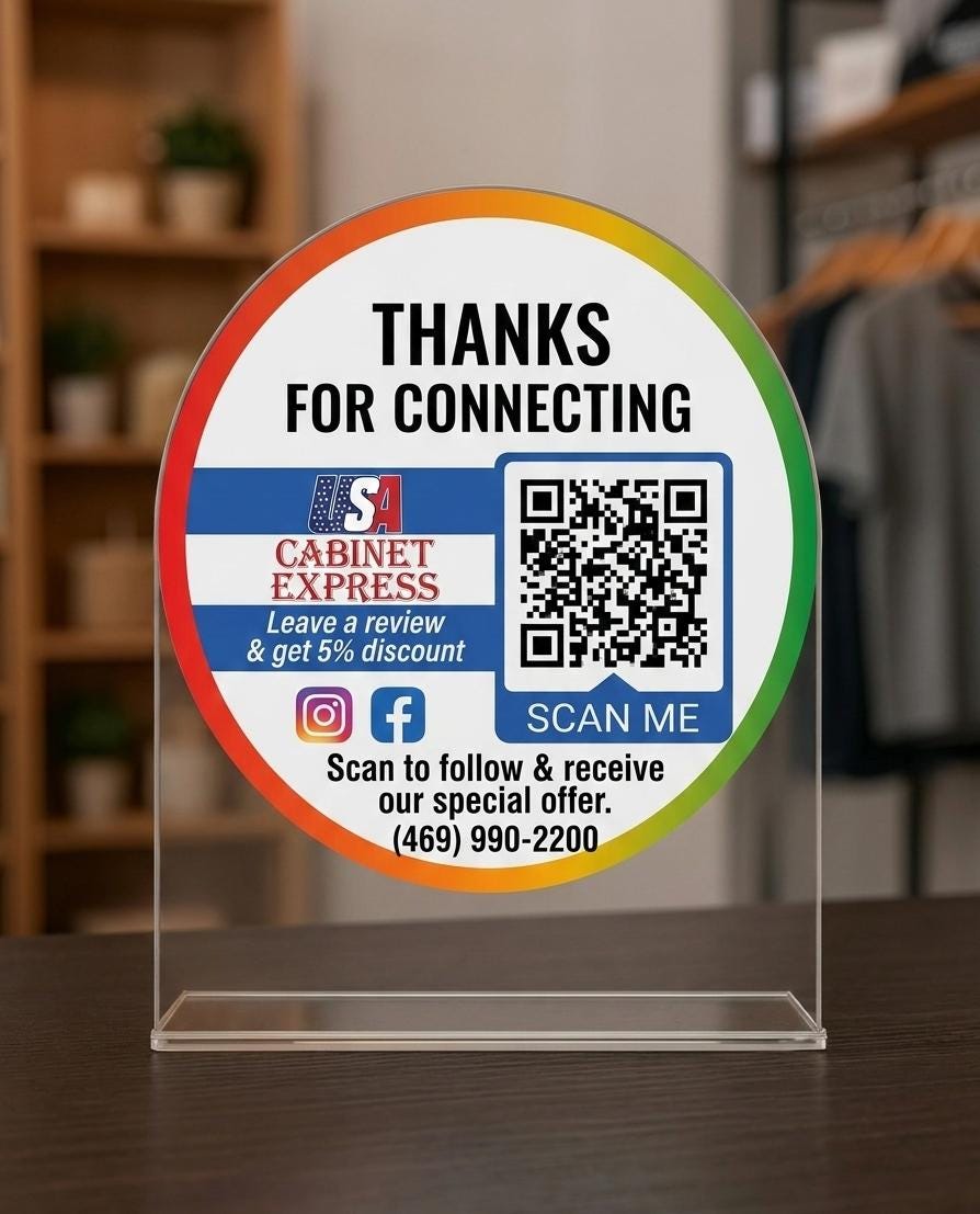 Google Review QR Code Sign, Countertop Business Display, Scan to Fo...