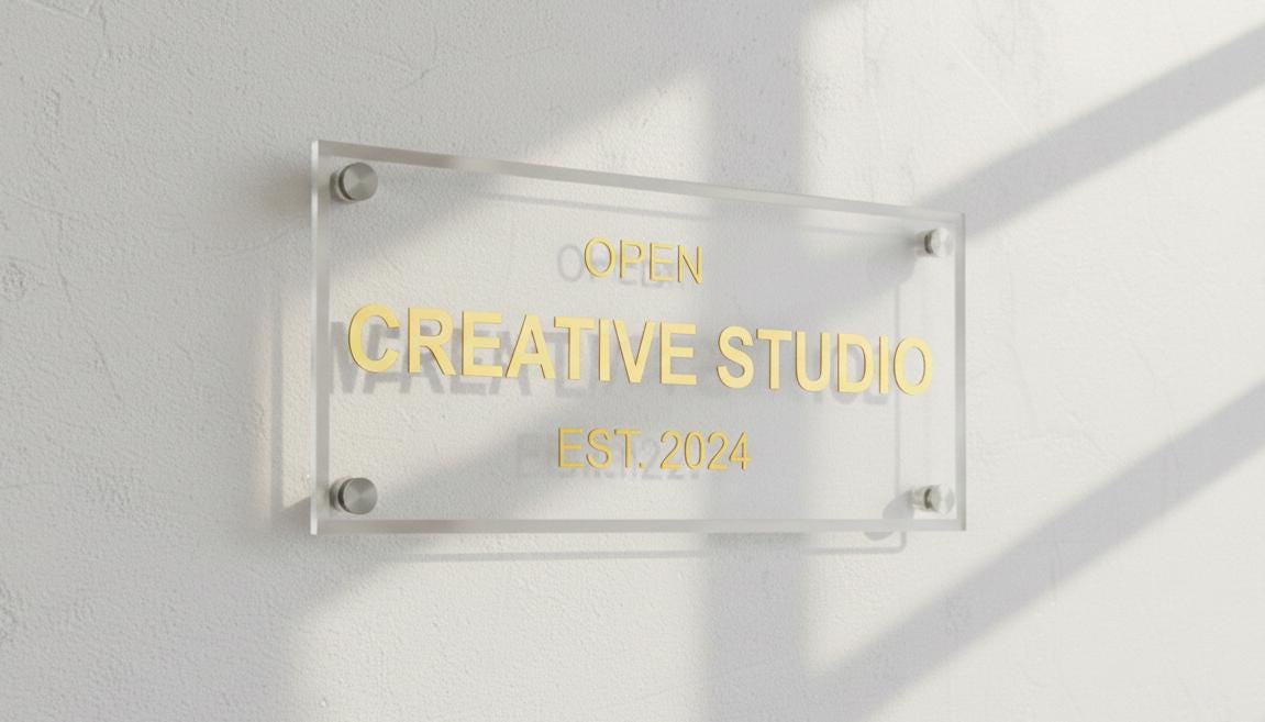 Custom Acrylic Office Sign, Modern Floating Plaque, Business Logo D...