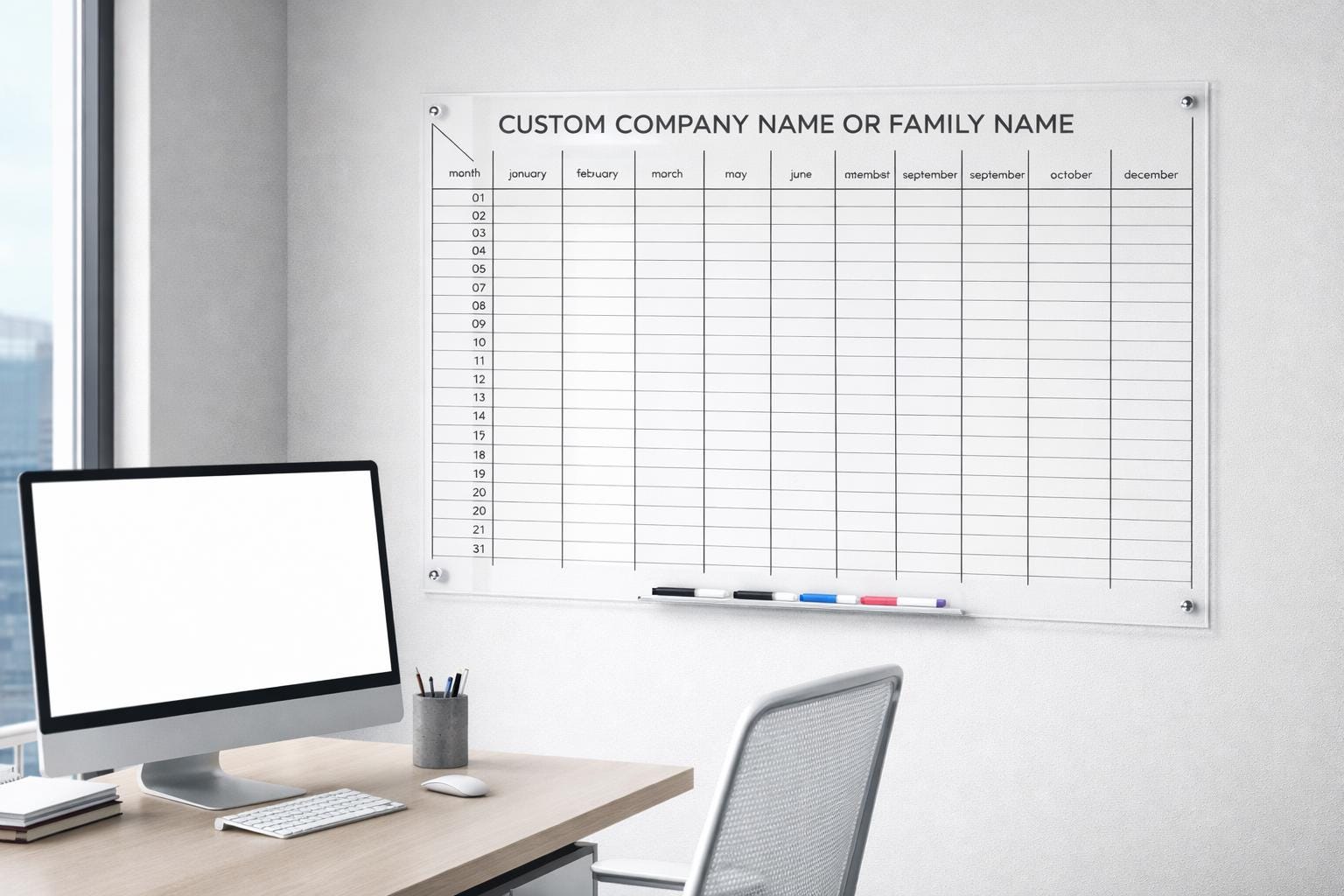 Custom Acrylic Wall Planner, Dry Erase Calendar Board, Family Organ...