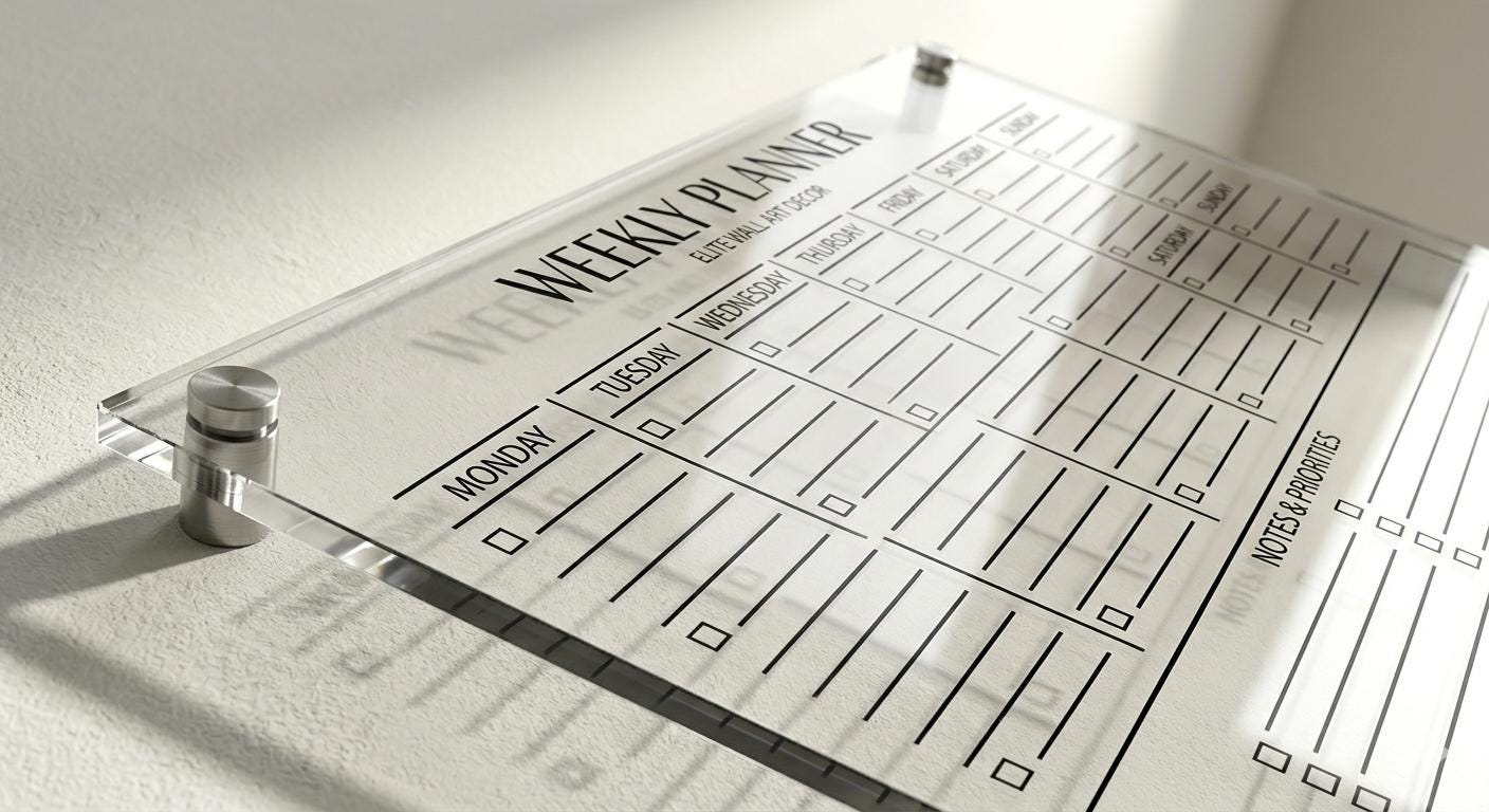 Acrylic Weekly Planner, Personalized Wall Calendar (Dry Erase, Clea...