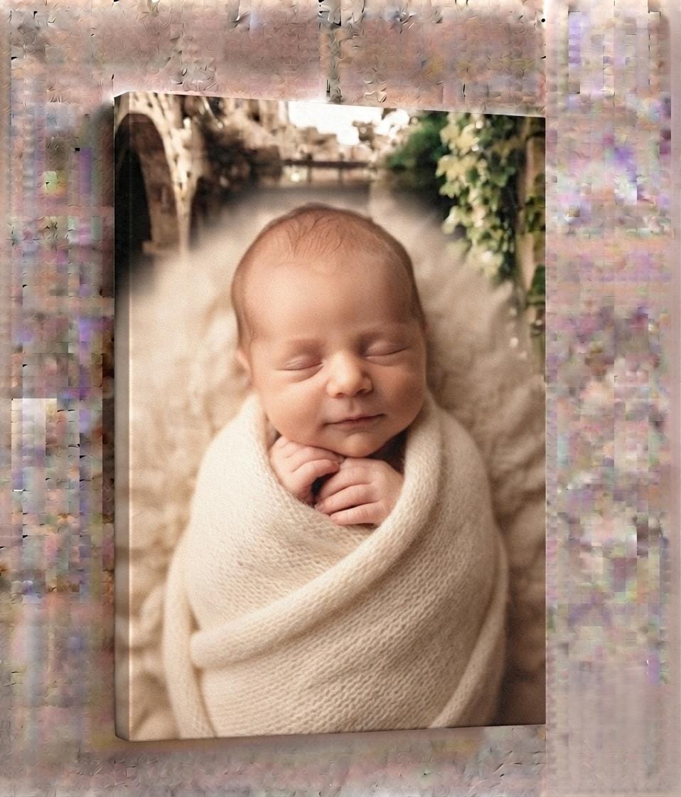 Personalized Baby Birth Canvas Print, Custom Newborn Photo , Keepsake