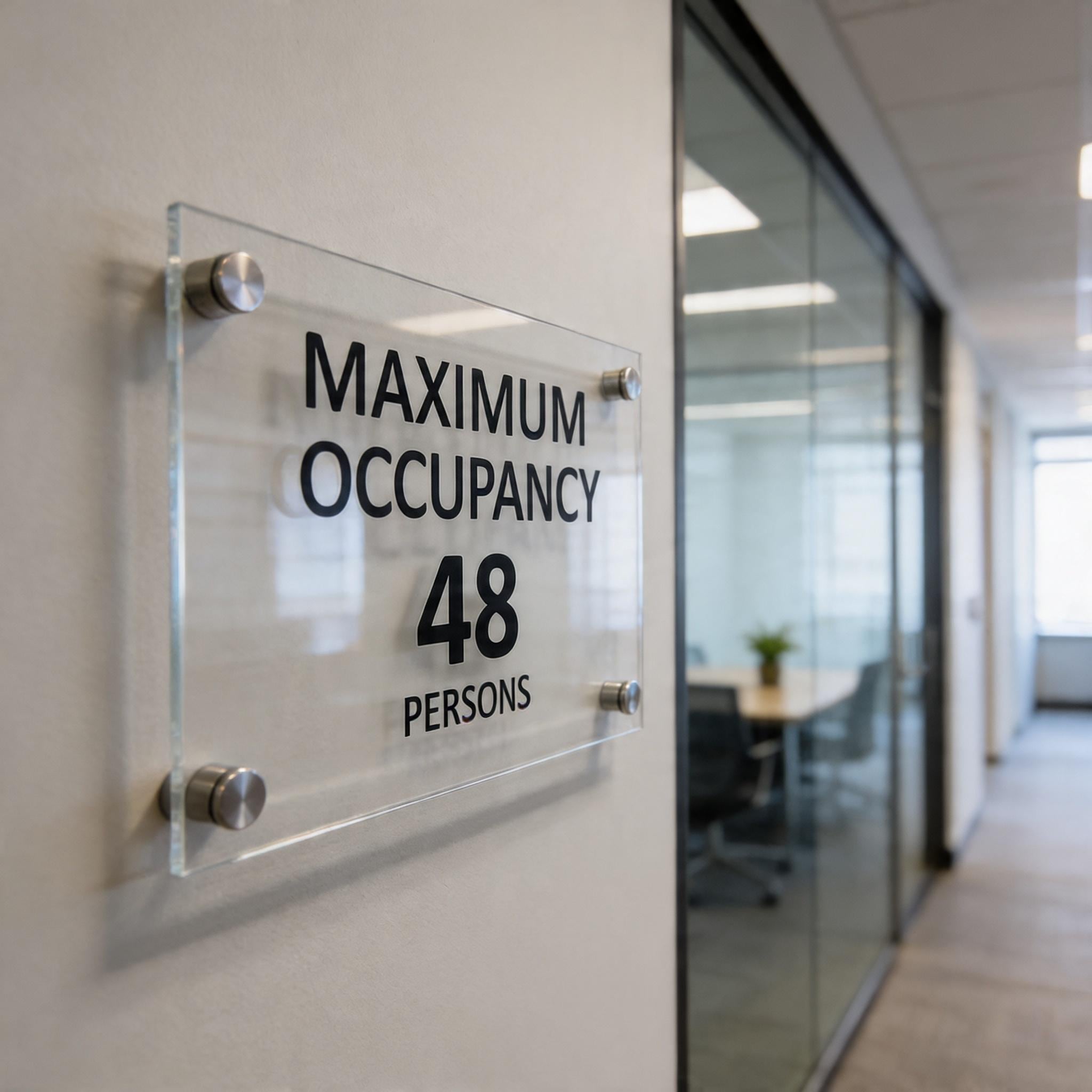 Custom Acrylic Maximum Occupancy Sign, 12x12 Inch Business Safety D...