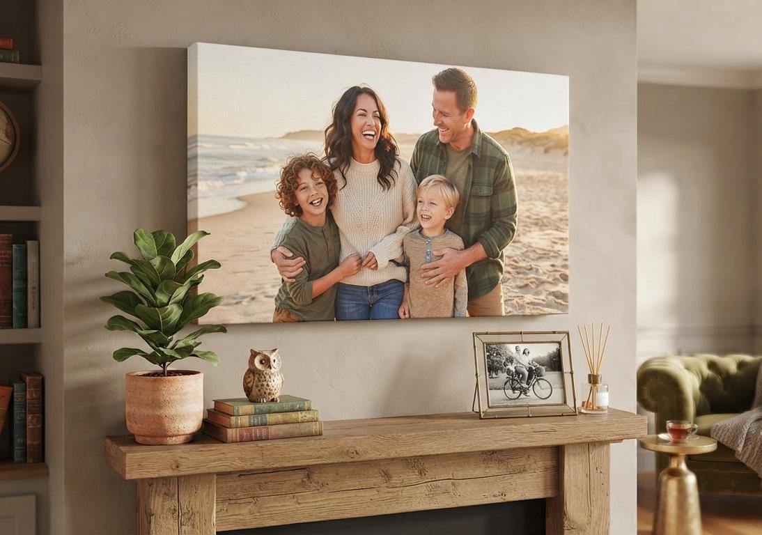 Family Canvas Print, Personalized Family Wall Art, Custom Family Na...